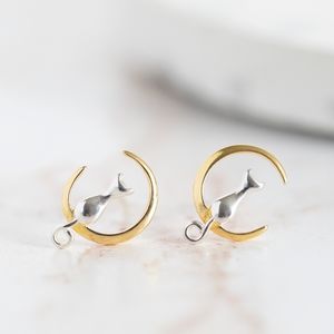 Cat on the Moon Earrings (S925)